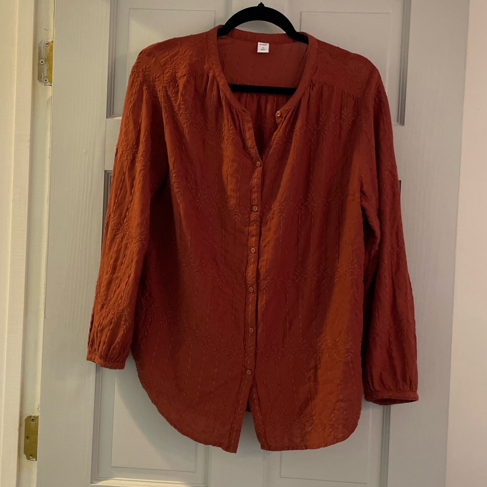 Euc Old Navy Rust Colored Button Up Embroidered B… - image 5